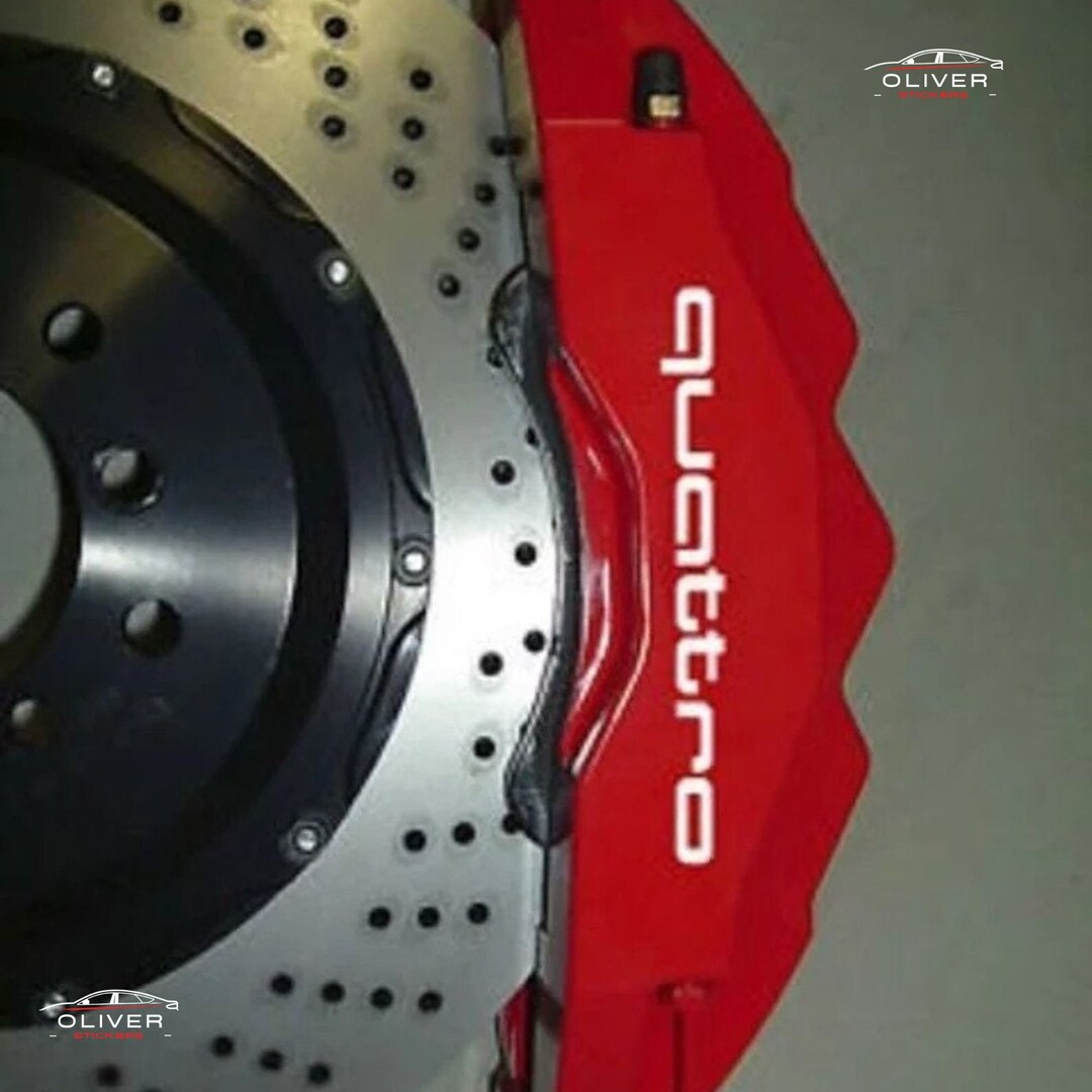 6x Audi Quattro Brake Calipers Decal Stickers for Car, High Temperature