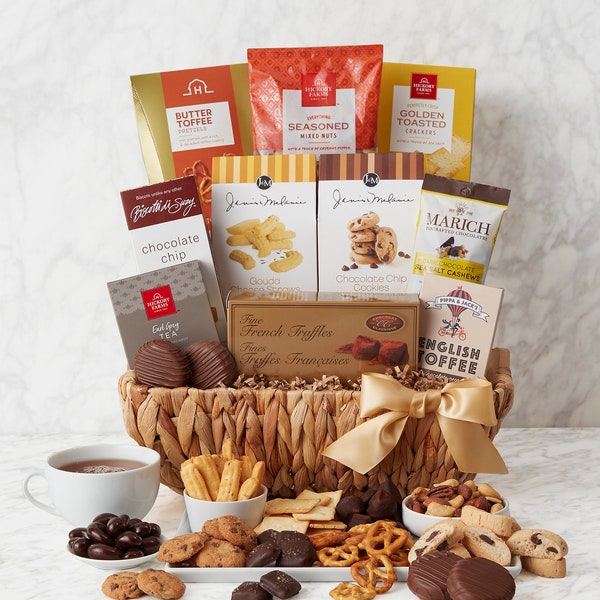 Gourmet Thank You Gift Basket - Delicious Thank You: Gourmet Gift Box with Tea, Crackers, and Sweet Treats!