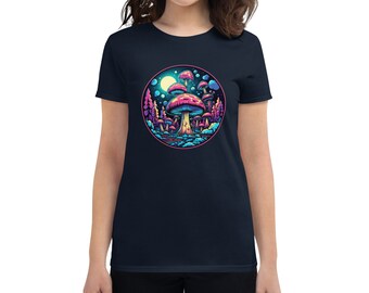 Psychedelic mushroom forest, Women's short sleeve t-shirt