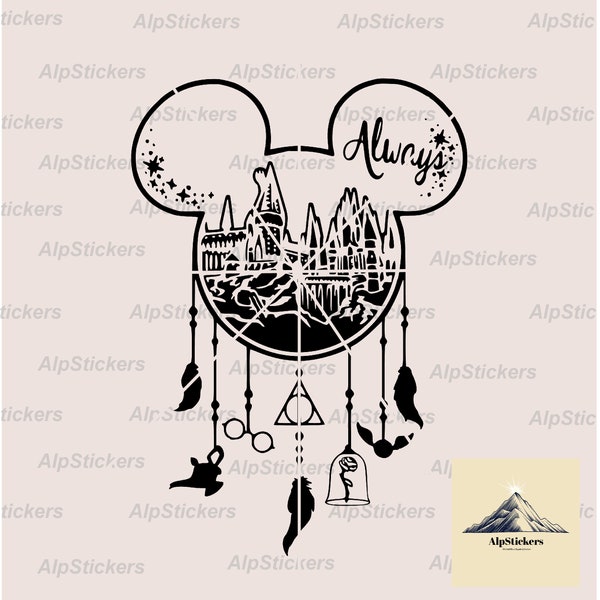 Enchanted Castle Inside Mickey's Head 'Always' Svg, Treasures of the Enchanted World Underneath  Svg, Printables Files, Png, Jpg, Pdf, Ai