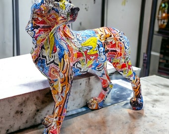 Graffiti Abstract Geometric Dog Sculpture Animal Statues Art