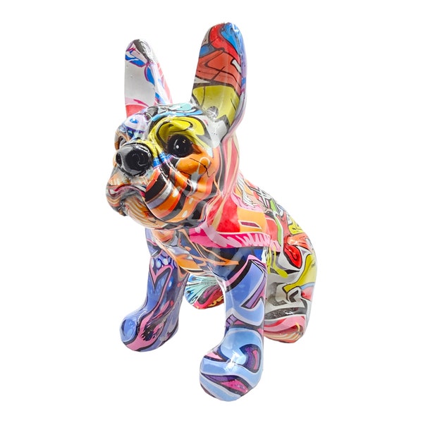 Coolest French Bulldog Statue Dog Sculptures, Art Decor, Desktop Artwork Crafts, Resin Figurines Graffiti