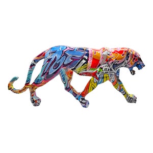 Colorful Tiger Figurine, Creative Graffiti Art Multicolor
