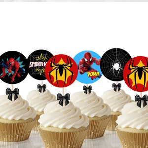 Spiderman Cupcake Toppers Printable, Superhero Decorations, Comic Book ...