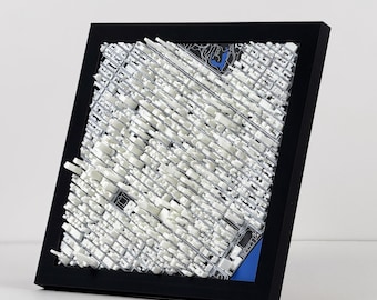 Mappa della città 3D di Midtown Manhattan, New York, scala 1:10k / Decorazione per la casa e l'ufficio con cornice 8x8