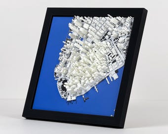 Downtown Manhattan NYC 1:10k Scale 3D City Map | Framed 8x8 Home and Office Decor