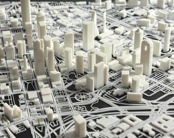 Dallas 1:10k Scale 3D City Map | Framed 8x8 Home and Office Decor