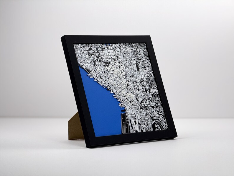 City Map Frame Seattle 1:20k Scale 3D City Map | Framed 8x8 Home and Office Decor ...