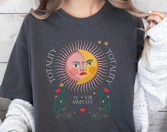 Total Solar Eclipse April 8th 2024 shirt, American Eclipse 4.08.24 top, Astronomy T-Shirt Celestial Tee Eclipse, Boho Sun and Moon Shirt