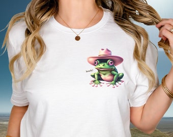 Goblincore Shirt, Howdy Frosch T-Shirt, Kröte Cowgirl Top, Western Grafik T-Shirt, Frosch Liebhaber Top, Taschendesign, Cowboyhut T-Shirt, Frösche T-Shirt