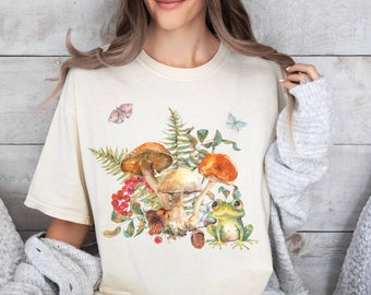 Goblincore Shirt, Pilz T-Shirt, Cottagecore T-Shirt, Fairycoretee, naturecore Shirt, Herbstästhetik Boho Shirt, Frosch- und Kröten-Shirt