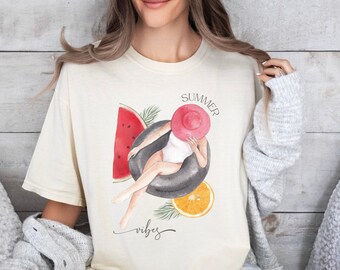Chemise Summer vibes, T-shirt Summer Vibes, chemise de vacances d'été, chemise de vacances, chemise de voyage, chemise d'amant d'aventure, t-shirt d'été vintage