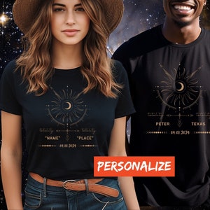 Benutzerdefinierte Total Eclipse 8.April 2024 Shirt, amerikanische Sonnenfinsternis 4.08.24, Astronomie-T-Shirt Celestial Tee Eclipse, Paare t-shirt, Gruppe Shirts