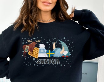 Swedish shirt, Sweden sweatshirt, Swedish heritage shirt, Swedish roots top, Sweden flag tee, Elg T-shirt, Fun Sweden top, Travel Sweden