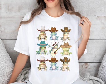 Camiseta Goblincore, Camiseta con sombrero de vaquero de rana, Regalo para amantes de las ranas, Camiseta gráfica occidental, Camiseta de sapo y rana, Camiseta de meme cottagecore, Camiseta de ranas