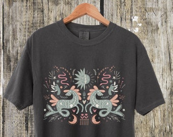 Scandinavian Folk Art Shirt, Cottagecore Clothes, Norwegian Folk Art tee, Nordic Scandi tee, Cottage Core top, Nature Loving T-shirt