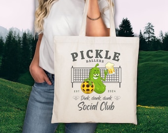Sac fourre-tout drôle de club social de pickleball, vêtements drôles de pickleballer, sac pour le jour du match, cadeau pour joueur, sac pour amateur de pickleball, cadeau pour équipe de raquette