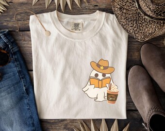 Libri di lettura fantasma retrò, fantasma bibliotecario Halloween, maglietta insegnante Halloween, maglietta Comfort Colors Halloween, regalo insegnante, Boo School