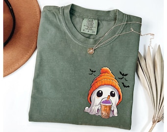 Halloween Ghost Comfort Colors Shirt, Cute Ghost Shirt, Womens Halloween Shirt, Cute Fall Shirt, Spooky Season Shirt, Gift For Halloween