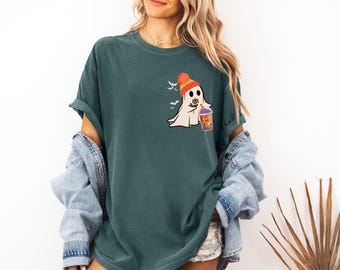 Halloween Geist Komfort Farben Shirt, süßes Geist Shirt, Damen Halloween Shirt, süßes Herbst Shirt, gruselige Saison Shirt, Geschenk für Halloween