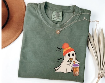Halloween Geist Komfort Farben Shirt, süßes Geist Shirt, Damen Halloween Shirt, süßes Herbst Shirt, gruselige Saison Shirt, Geschenk für Halloween