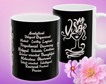 Virgo Personality Mug, Zodiac Coffee cup, Personalized Astrology and Horoscope mug, Birthday gift for Virgo, Celestial Star sign present