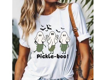 Halloween ghost shirt, Funny Pickle Graphic Tees, Pickle shirt, Humor shirts, Funny Pickles top, Pickle jar shirt, Fall Halloween shirt
