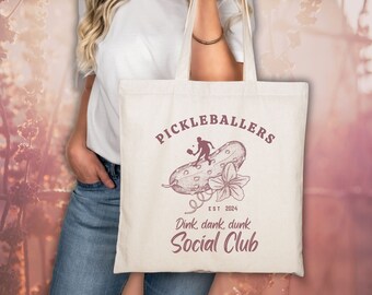 Pickleballer gift, Social Club Tote Bag, Gift for player, pickeball outfit, Funny Pickle jar, racket sports wear, Pickleballer tote bag,