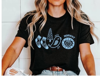 Camisa noruega, top de diseño escandinavo, camiseta noruega, camisa de viaje a Noruega, camiseta de raíces noruegas, camisa nórdica, regalo Love Noruega