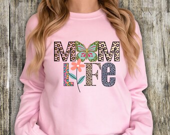 Sweat-shirt Mom Life Imprimé Tigre Léopard - Maternité - Noir - Neuf Avec étiquettes - Cadeau Pour Maman