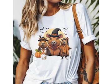 Camisa de Halloween de Capybara, camiseta de temporada espeluznante, camiseta de Capybara, disfraz de Halloween, camiseta de calabaza, camiseta de mago de capybara, lindo top de Capybara
