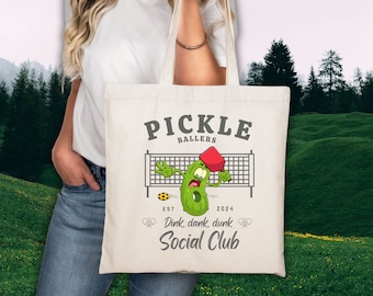 Pickleballer gift, Social Club Tote Bag, Gift for pickleball player, pickleball wear, Pickleball bag, Pickleball lover gift, Pickle tote bag