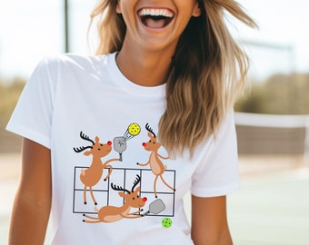 Camisa divertida de Pickleball, regalos de Navidad de Pickleball, camiseta de Reindeer Pickleball, camisa del día del juego, regalo para el jugador, camisa del equipo deportivo