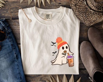 Halloween Geist Komfort Farben Shirt, süßes Geist Shirt, Damen Halloween Shirt, süßes Herbst Shirt, gruselige Saison Shirt, Geschenk für Halloween