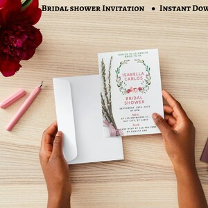 Bridal Shower Invitation Template, Printable Bridal Shower Invitation Card, Editable Bridal Template, Instant Download