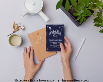 Editable Halloween Invitation, Halloween Party Invitation, Halloween Invitation, Instant Download, PDF Print.