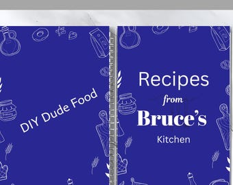 Personalized Recipe Journal for Him, Custom Spiral Cookbook, DIY Cookbook
