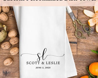 Personalized Towel: Custom Keepsake Gift for Couple with initials and date