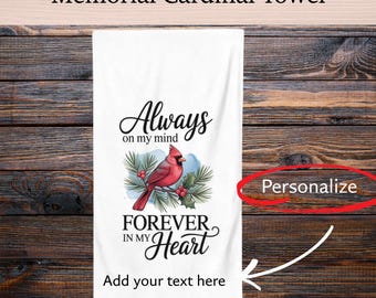 Customized Grief Keepsake Personalized Cardinal Memorial Towel Sympathy Gift