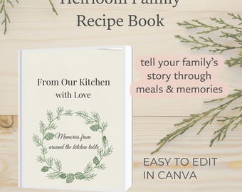Printable Family Memories Cookbook Canva Template Recipe Keepsake Heritage Gift