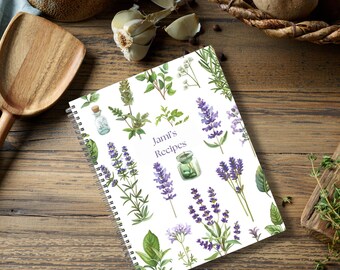 Personalized Recipe Book: Floral Softcover Spiral Cookbook, 8.5 x 11