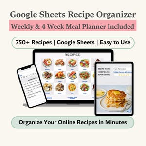 Digitales Rezept Kochbuch Vorlage und Mahlzeitenplaner Google Sheets