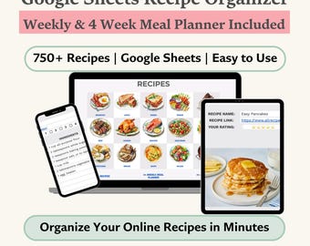 Google Sheets Recipe Book and Meal Planner