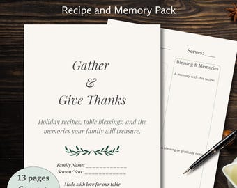 Gather & Give Thanks Recipe Memory Pack Gratitude and Table Blessings
