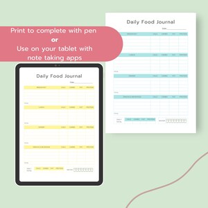 Printable Daily Food Journal: Meal Planner, Hydration Tracker (PDF Download)