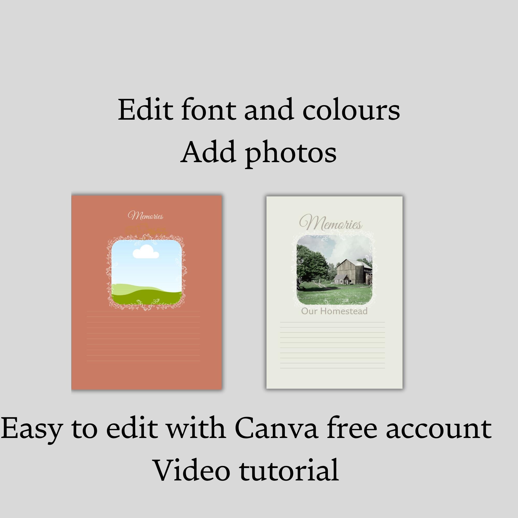 Heirloom Family Cookbook Template Editable Canva Recipe Keepsake Gift ...