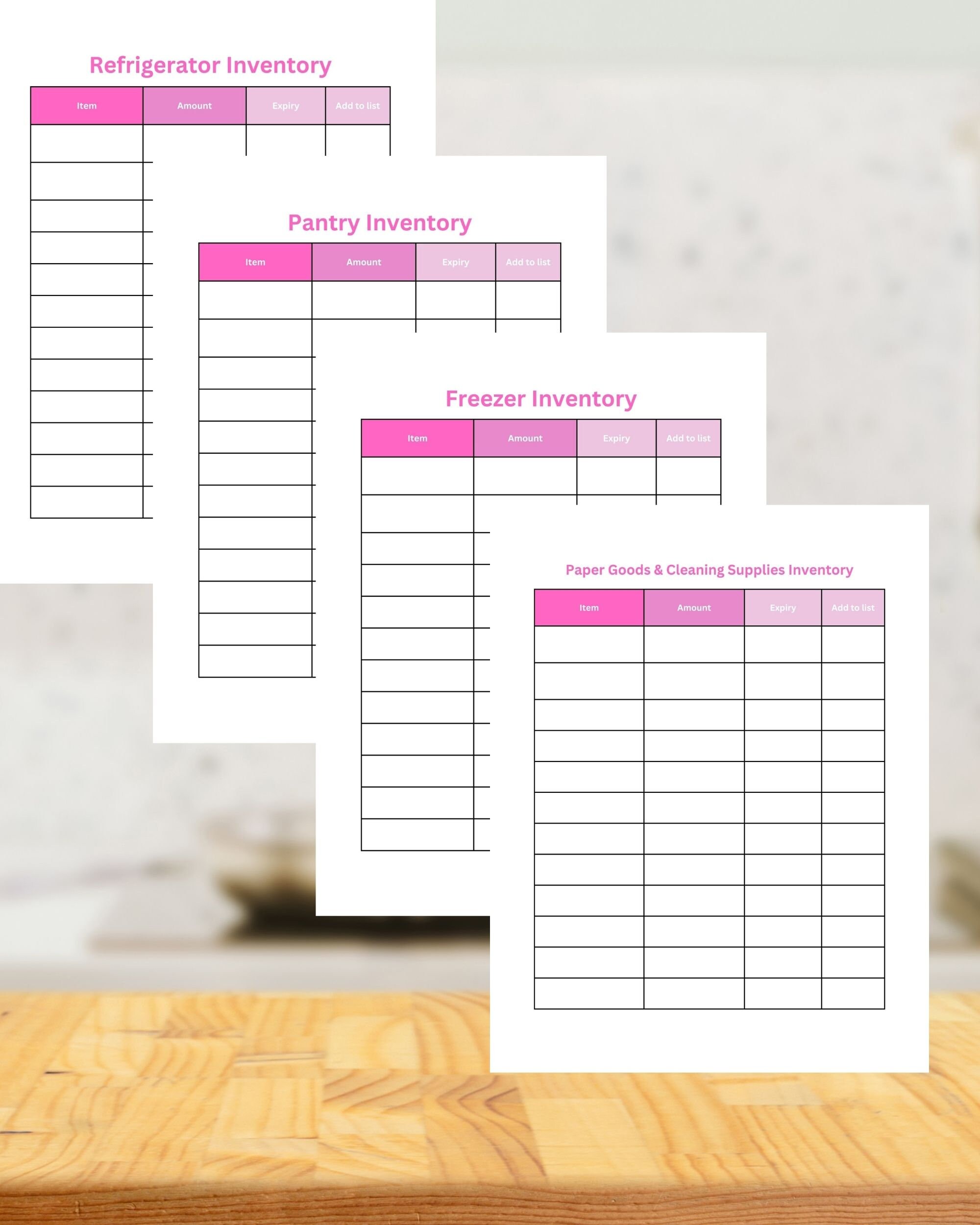 Printable Kitchen Inventory Tracking Bundle 4 Sheets and Grocery List ...