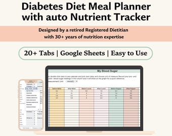 Diabetes Meal Planner & Health Tracker: Blood Sugar Log, 7-Day Diet (Digital Download)
