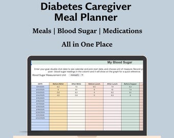 Planificador de comidas y registro de glucosa en sangre para cuidadores de personas con diabetes