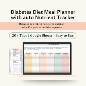 Blood Sugar Tracker Digital Diabetes Planner Blood Sugar Log Glucose Journal Diabetic Meal Plan Insulin Tracker Health Spreadsheet
